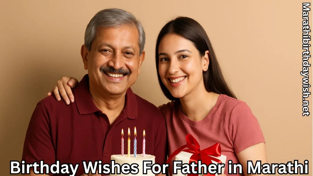 Daughter and father smiling with birthday cake and gift box in hand.