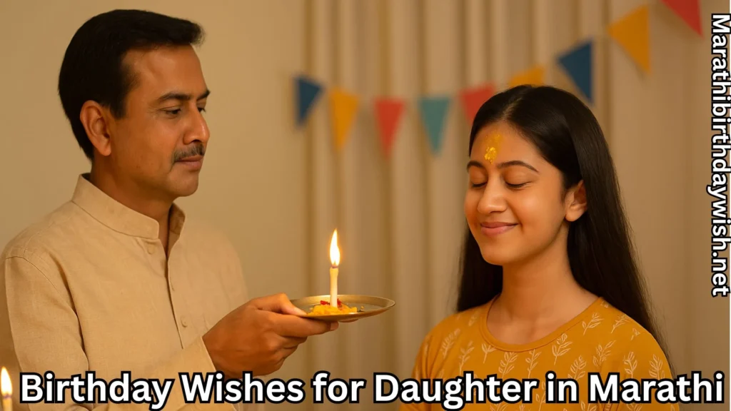 Father doing birthday aarti for daughter in Marathi tradition