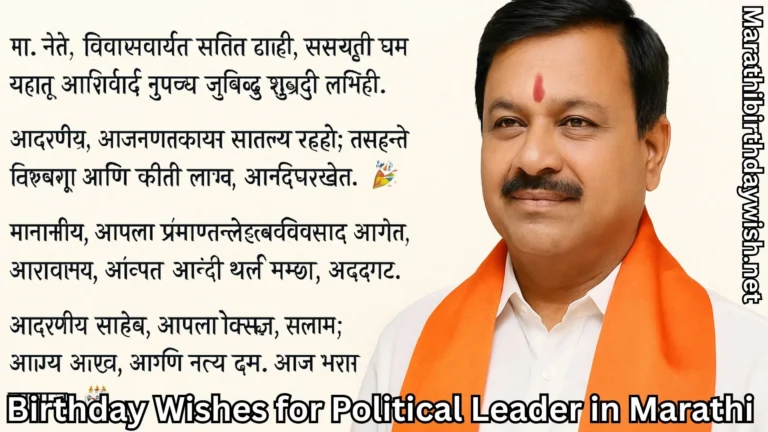 Formal Marathi birthday wish text with portrait of respected political leader
