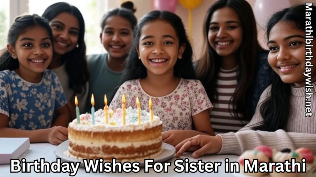 Group of young girls celebrating sister's birthday with cake and candles