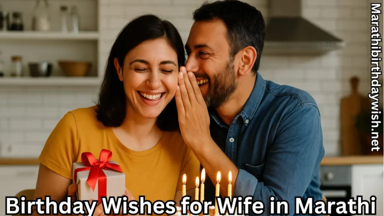 Husband whispering surprise to smiling wife holding birthday gift