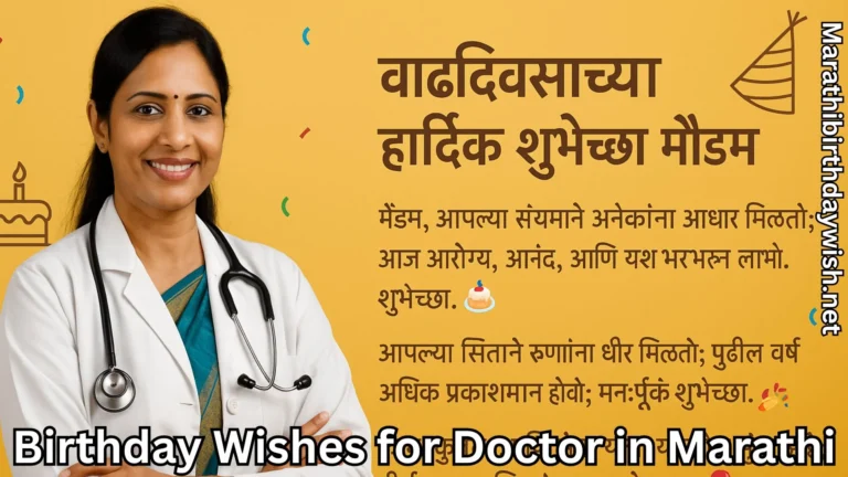 Lady doctor with Marathi birthday wish message