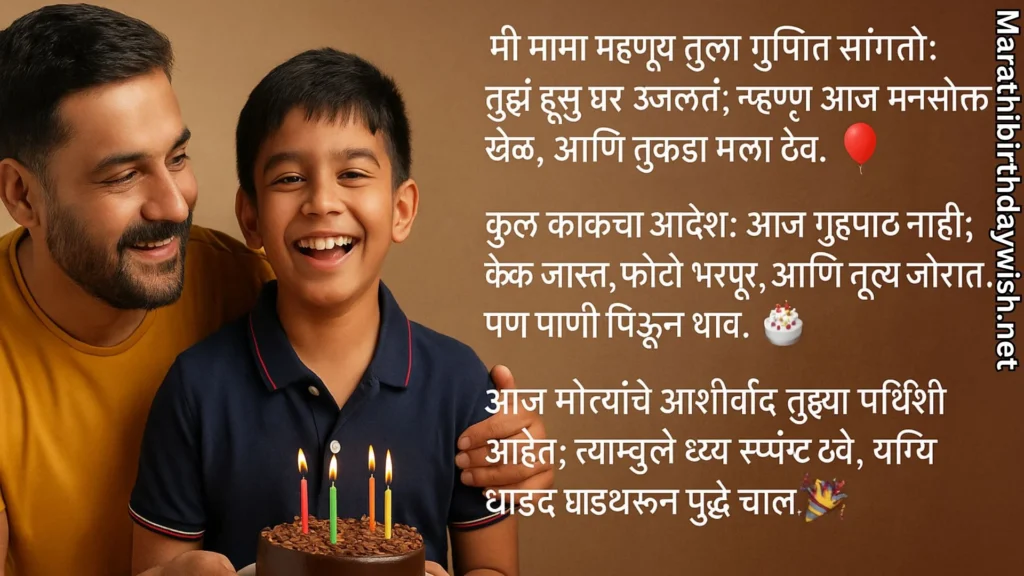 Mama celebrating birthday with laughing nephew and chocolate cake