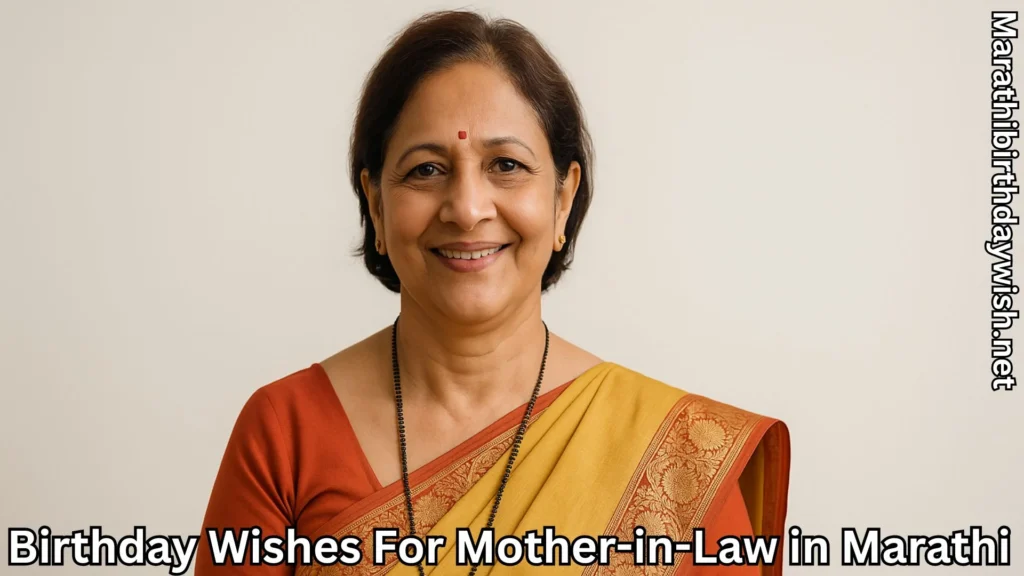 Mother-in-law portrait in saree, Marathi birthday wishes theme