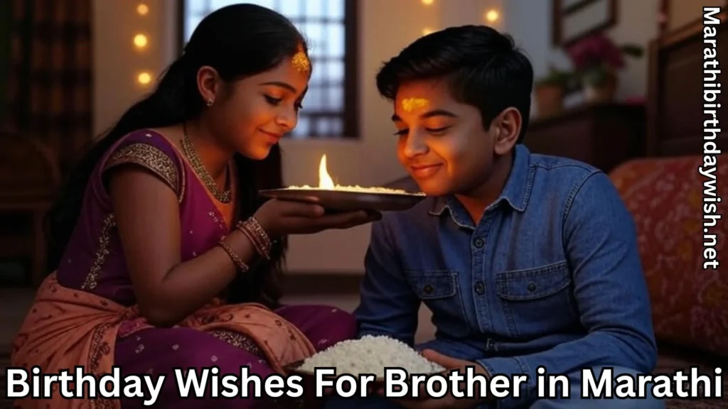 Sister performing birthday aarti for brother with diya and plate