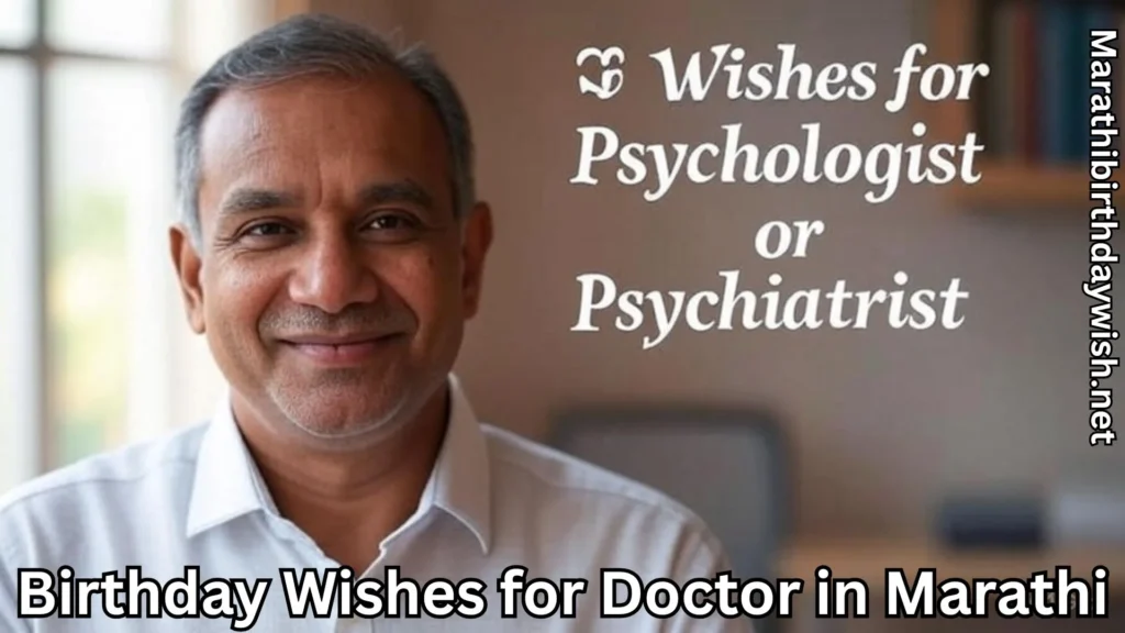 Smiling doctor with text wishes for psychologist or psychiatrist