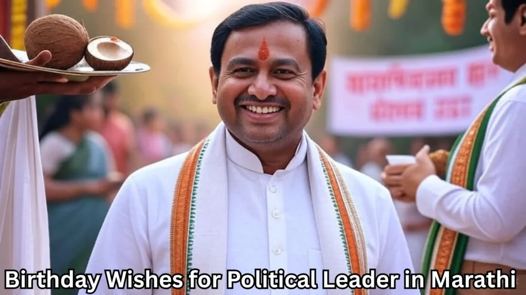 Smiling politician being greeted with coconut during birthday celebration