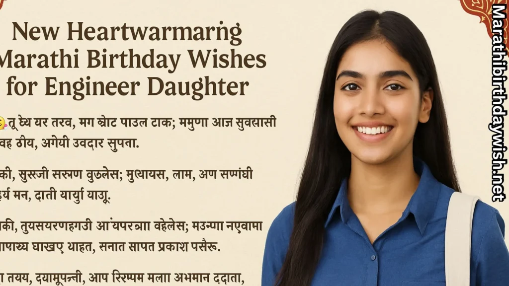 Smiling young girl and birthday wishes for daughter in marathi text overlay 