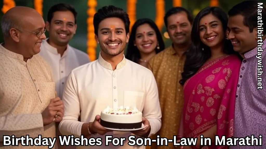 Son-in-law holding cake, surrounded by smiling family