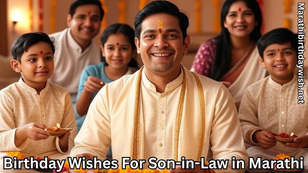 Son-in-law in traditional attire with family during birthday