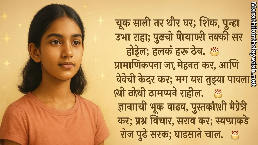 Thoughtful teen granddaughter with Marathi birthday wishes text