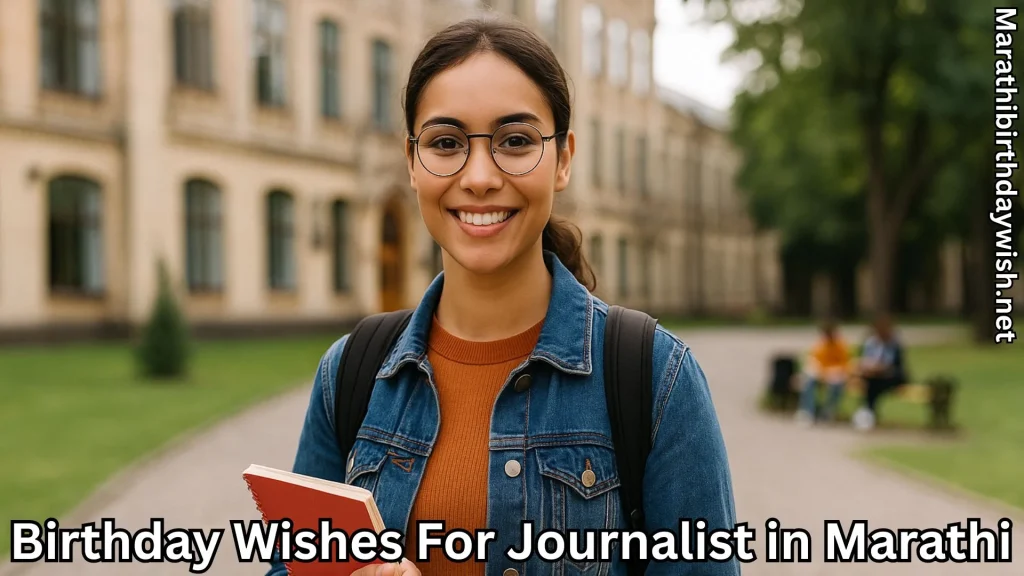 Young woman with glasses, backpack and notebook on campus, smiling