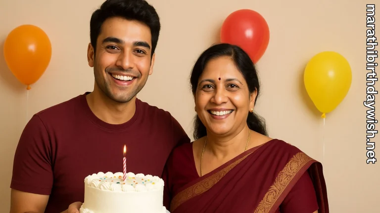 Smiling man with aunt and balloons holding cake