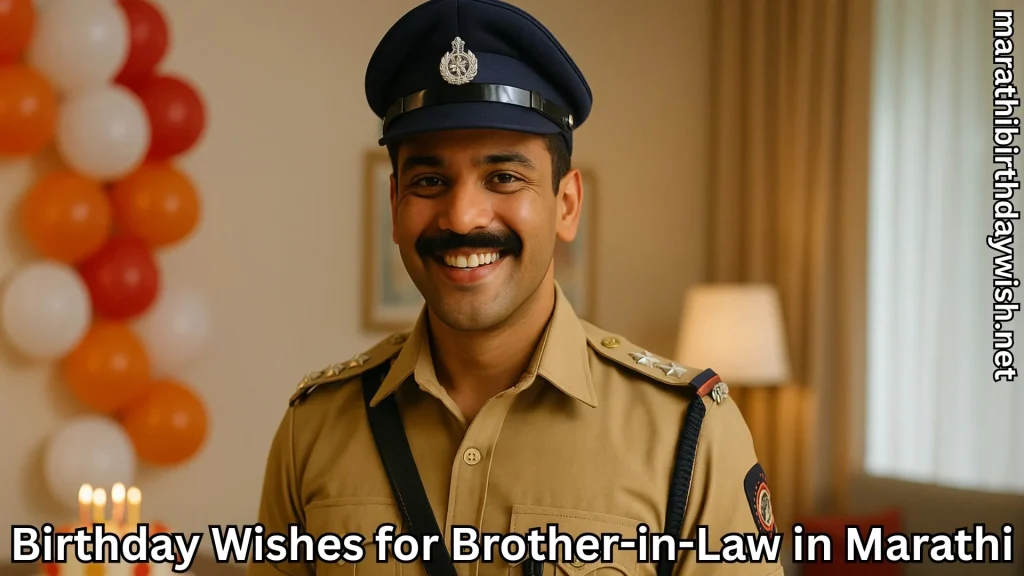 Smiling policeman at party with balloons; Birthday Wishes for Brother-in-Law