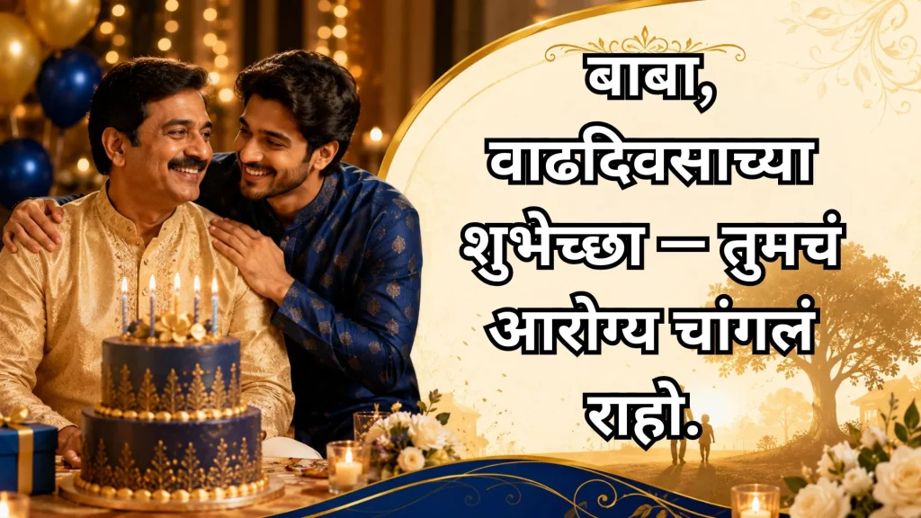 Father birthday wishes in Marathi with son and birthday cake celebration